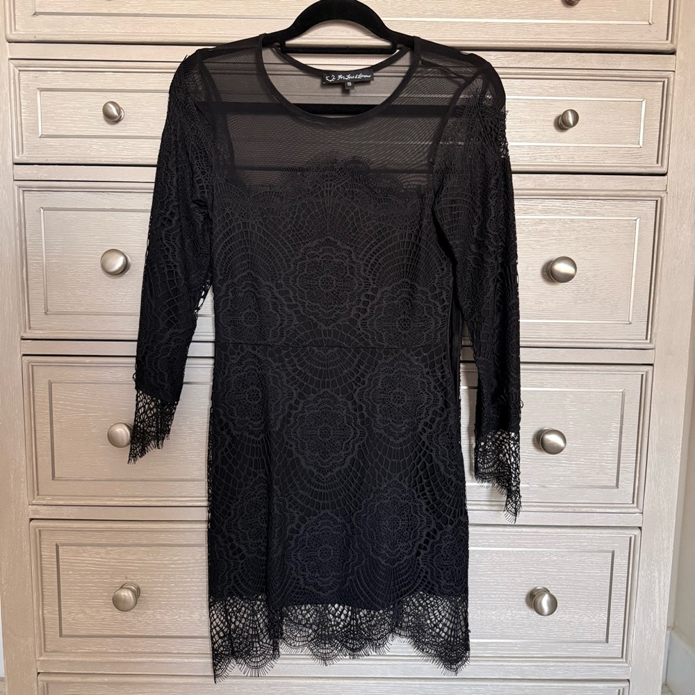 For Love And Lemons Black Lace Long Sleeve Dress